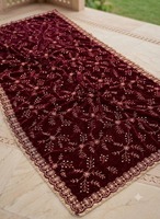 Dupatta en velours bordeaux avec broderie dorée et travail Gota Patti, écharpe, châle, pour mariage indien, fête du Nouvel An, tenue traditionnelle et élégante