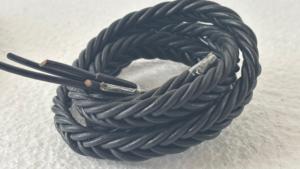 Ribete de cordón de cuero negro trenzado, cordón de cuero trenzado negro para acabado, cordón de cuero trenzado decorativo - Product Image 4