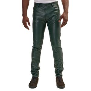 Pantalon en cuir véritable pour hommes taille moyenne style décontracté coupe droite régulière service ODM méthode de tissage non tissé vente en gros personnalisé - Product Image 1