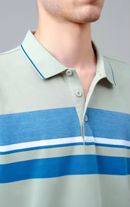 เสื้อโปโลแขนสั้นผู้ชายดีไซน์ใหม่ประจำฤดูร้อนปี 2026 ผ้าฝ้าย 100% ป้องกันการเป็นขุย ลายทาง สไตล์ลำลอง ทรงเข้ารูป ผลิตโดย Numica Sports - Product Image 2