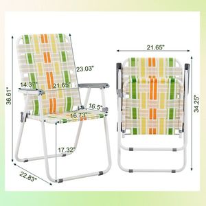 Set di 2 Sedie Pieghevoli da Spiaggia Giallo-Verdi con Schienale a Rete per Esterni, Patio, Giardino, Campeggio, Pesca, Bordo Piscina, Barbecue - Product Image 2