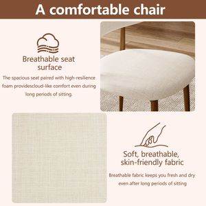 Set di 2 Sedie da Pranzo Moderne in Tessuto Beige con Struttura in Metallo per Cucina o Sala da Pranzo - Product Image 5