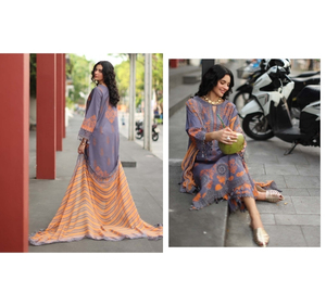 Charizma Combination Embroidered Printed Lawn Suit Embroidered Printed Chiffon Dupatta 3 Piece <b>Eid</b> Party Collection Summer - Product Image 4