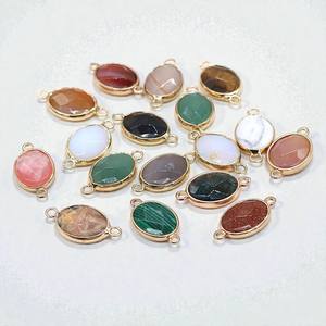Conector de Bisel Ovalado para Gemas de Unakita de 10x14mm |   Suministros para la Fabricación de Joyería de Plata de Ley Chapada en Oro - Product Image 3