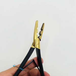 Pince à micro-perles professionnelle noire à 2 trous avec logo personnalisé OEM, pinces en acier inoxydable, outils d'extension capillaire - Product Image 3