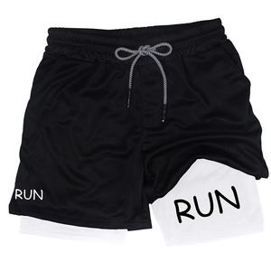 กางเกงวิ่งออกกำลังกายผู้ชายแบบ 2 in 1 สองชั้น ระบายอากาศได้ดี ขายส่ง กางเกงออกกำลังกายแห้งเร็ว มีกระเป๋าซิป - Product Image 2