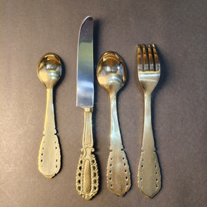 Ensemble de couverts classique de l'Empire romain, orné, plaqué or, en acier inoxydable durable, poli miroir, pour les résidences de luxe - Product Image 5