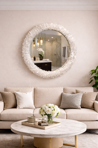 Espejo de Pared LED de Cristal de Selenita de Lujo, Espejo de Baño Moderno Hecho a Mano con Piedra Natural, Espejo Decorativo de Pared para el Hogar - Product Image 4