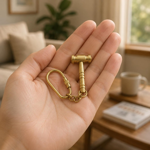 Brass Hammer Keychain <b>Mini</b> Gavel Keychain Solid Brass Tool <b>Keyring</b> Handmade Vintage Key Holder Gift for Lawyer Judge Carpenter - Product Image 3