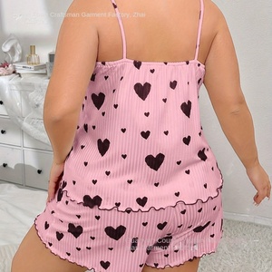 Ensemble de pyjamas tricotés européens et américains Pure Desire Sweet Sling Shorts Love Printed Design Sexy Two-Piece Outfit Summer - Product Image 4