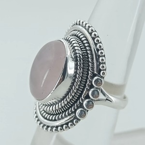 Rose <b>Quartz</b> Oval <b>Ring</b> 925 Sterling Silver Handmade Statement Promise Jewelry for Women <b>Ring</b> bezel setting January Birthstone - Product Image 3