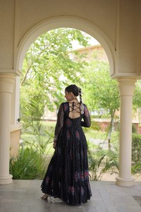 Vestido Étnico de Mujer de Manga 3/4 con Parches Kutchi en Jacquard de Georgette Sintética de Primera Calidad, para Todas las Temporadas, Calidad de Exportación - Product Image 1