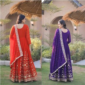 Lehenga Choli Dupatta brodé rouge pour femme, robe de soirée de mariage longue, Inde, Pakistan - Product Image 4