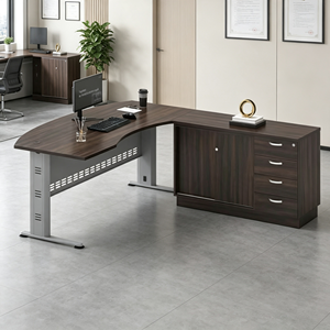 Modern L-Shaped Executive Office Desk Storage Cabinet Wood Top Freestanding Contemporary Design Commercial Furniture DIY - Product Image 2