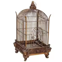 Couleur brune enduit de poudre Portable grande Cage à oiseaux perroquet élevage ornemental métal suspendu Cage à oiseaux meilleur