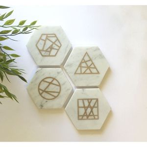 Eco-Friendly Natural <b>Marble</b> <b>Coasters</b> Durable Washable Stone Mats & Pads for Tea & Coffee - Product Image 4