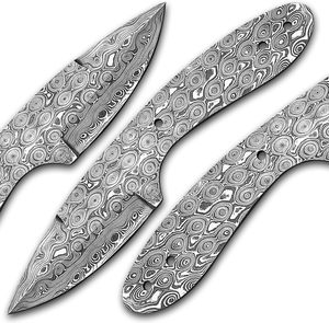 Lame de couteau de chasse en acier Damas RainDrop, tactique, survie, camping, extérieur, kit de fabrication de couteau DIY, lame de couteau Skinner - Product Image 1