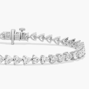 East-West Heart Shaped Diamond Tennis Bracelet in White Gold - Product Image 5