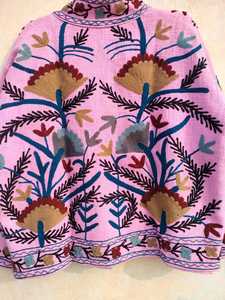Pink Wool Floral <b>Embroidered</b> <b>Jacket</b> <b>Women</b> Mandarin Collar Winter Coat <b>Women</b> Long Sleeve <b>Jacket</b> <b>Women</b> Fashion <b>Jacket</b> Pink Wool - Product Image 4