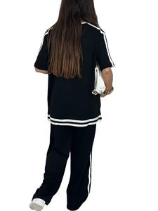 Conjunto Deportivo Informal de 2 Piezas para Mujer, Camiseta de Cuello Redondo de Color Sólido, 100% Algodón, Transpirable, de Secado Rápido para Uso Diario - Product Image 4