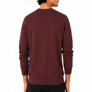Sweat-shirt à manches longues pour homme, col rond, pour un confort quotidien, pull bordeaux foncé pour un style décontracté de week-end - Product Image 2