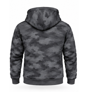 <b>Charcoal</b> Camo Tracksuit Unisex Zip Up Hooded Jacket <b>Jogger</b> Pants Set Custom Camouflage Casual Athletic Training Sportswear - Product Image 3