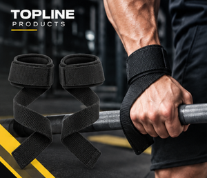 Topline Products <b>Wrist</b> Support <b>Bands</b> Black Polyester Adjustable Hook Loop Closure Strength Training Weight Lifting <b>Wrist</b> Straps - Product Image 1