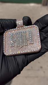 Colgante Personalizado con Iniciales HTH, Diamante Moissanita, Plata de Ley 925, Estilo Hip Hop, Joyería Personalizada - Product Image 2