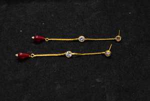 Luxury Gold Plated Clear Stone Long Dangle <b>Earrings</b> <b>Red</b> Teardrop Charm Designer Fashion Jewelry for Women Girls Wholesale - Product Image 3