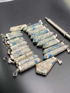 Pendentif artisanal en argent sterling K2 Jaspe, pierre bleue, pointe de pierre précieuse naturelle, bijoux en gros - Product Image 3