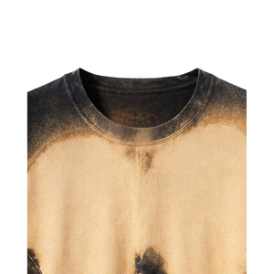 T-shirt tricoté oversize pour homme, teinture dégradée, manches courtes, col rond, coupe décontractée ample, 100% coton, 200 grammes, couleur unie - Product Image 4