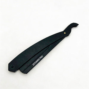 Custom Logo Black Matte ZETOMED PRO Baber Shaving Razor with Stainless Steel Replaceable Single Blade Packaging Included - Product Image 3