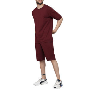 Ensemble décontracté homme respirant en coton molletonné 2 pièces (T-shirt à manches courtes et short) personnalisable OEM pour l'été – Conception numérique couleur personnalisée - Product Image 2