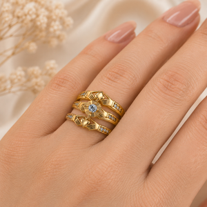925 silver Holding Hand <b>Ring</b> Set Custom Minimalist Promise Natural Diamond Fashion Jewelry Unique Trending Design Gift for women - Product Image 2