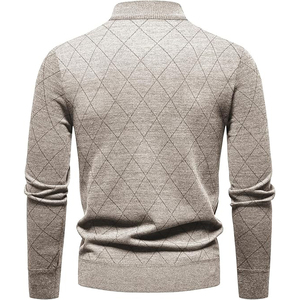 Light Brown Mens Slim Fit Casual Anti-Pilling Front Logo Knitted Sweater Winter Tops - Product Image 2
