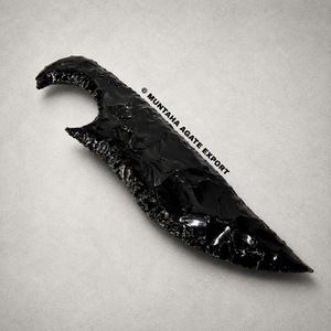 Escultura de Obsidiana Negra Pulida Tallada a Mano de 10 Pulgadas en Forma de Cuchillo, Arte de Forma Libre, Decoración Coleccionable, Venta Caliente - Product Image 2