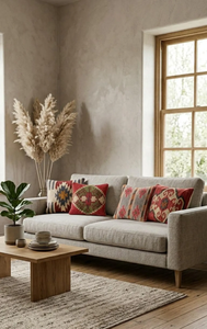 Boho Southwestern <strong>Aztec</strong> Lumbar <strong>Cushion</strong> Covers Set of 4 Handwoven Wool Jute Cotton Kilim Pillows for Rustic Farmhouse Sofa Decor - Product Image 3