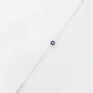 Bracelet Fleur Délicate en Saphir Bleu, Petit Saphir Rond, Chaîne Minimaliste, Bijou Élégant Pierre de Naissance - Product Image 5