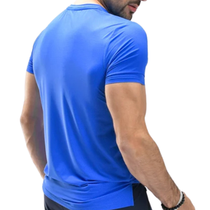 Men's Custom RoyalBlue Aqua Performance <b>TShirt</b> Lightweight QuickDry <b>Polyester</b> Spandex Gym Training Sports Tee OEM Activewear Top - Product Image 4
