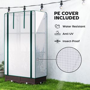 Jardinera exterior con espaldera 80 cm x 40 cm x 123 cm, cubierta de PE marrón, orificios de drenaje, puerta con cremallera, para invernaderos y cuartos de jardín - Product Image 5