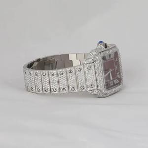 Montres en acier de luxe personnalisées, montres entièrement serties de diamants, montres VVS Moissanite et de diamants cultivés en laboratoire pour hommes, provenant d'un fournisseur indien - Product Image 4