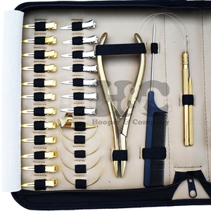 Kit d'outils professionnels pour extensions capillaires – Pince L dorée en acier inoxydable de qualité chirurgicale, clip à boucle en plastique pour micro-tresses commerciales - Product Image 5