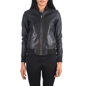 Veste bomber en cuir véritable vintage de luxe OEM, veste de mode pour femmes, veste bomber sur mesure, veste bomber de créateur - Product Image 1