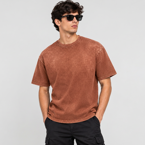 Camiseta Extra Grande Personalizada para Hombre, 100% Algodón, Estilo Vintage Lavado, Streetwear con Detalle Gráfico en Parche, Hombros Caídos, Corte Casual - Product Image 6