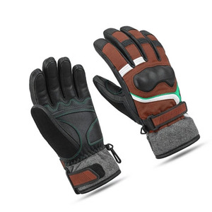 Gants de ski en cuir de qualité supérieure, isolés, tactiles, pour l'extérieur, marron, noir, vert, thermiques, imperméables, pour moto - Product Image 6