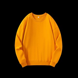 Autumn Men's 100% Cotton Crew Neck Sweatshirts 350gsm Oversized Loose Fit Terry Tops Solid Knitted Plus Customized Casual Style - Product Image 3