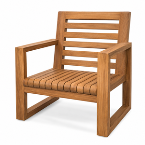 Fauteuil de jardin extérieur en teck massif au design scandinave moderne - Durable, écologique, imperméable - Product Image 1
