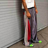Pantalon de survêtement ample et large pour homme, style streetwear, à rayures, coupe droite, coupe évasée, épais, pour le sport