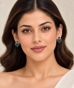Pendientes de Plata de Ley 925 con Circonita Cúbica Verde en Forma de Flor, Joyería Fina para Niñas y Mujeres, Venta al Por Mayor - Product Image 6