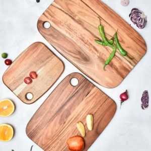 Juego de Tablas de Cortar de Madera Natural, Tabla de Cortar para Cocina, Tabla de Servir de Madera Segura para Alimentos con Asa, Utensilio de Cocina Duradero - Product Image 1
